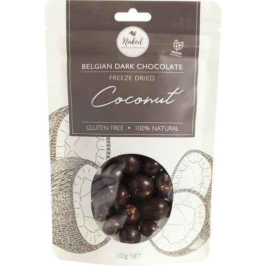 NAKED CHOCOLATE CO Freeze Dried Coconut Dark Chocolate 100g NAKED