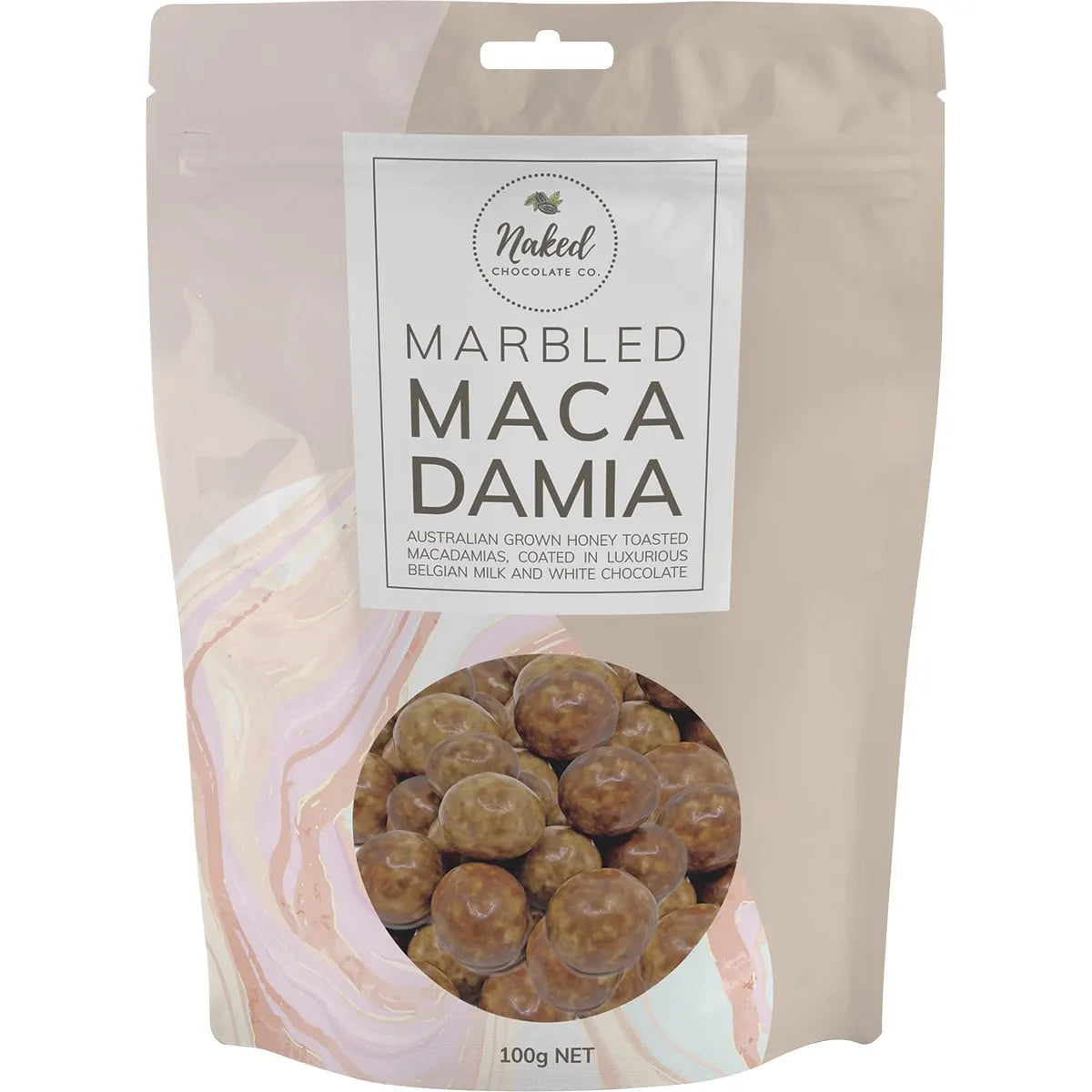 NAKED CHOCOLATE CO Marbled Macadamia Milk and White Chocolate 100g NAKED