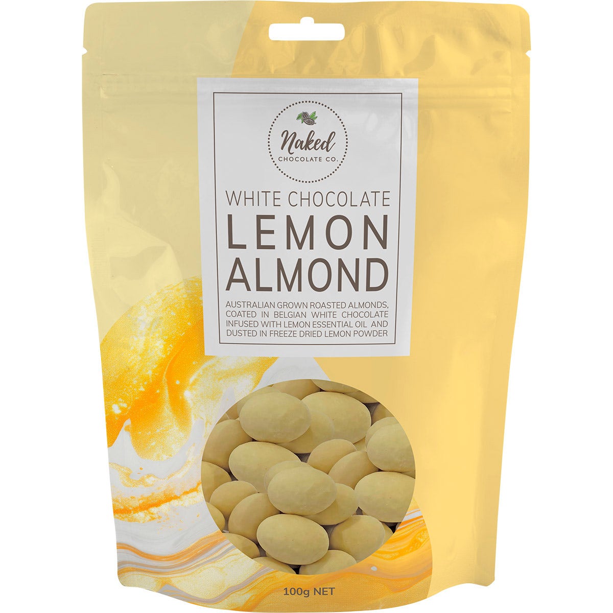 NAKED CHOCOLATE CO Lemon Almond White Chocolate 100g - Cutprice Online