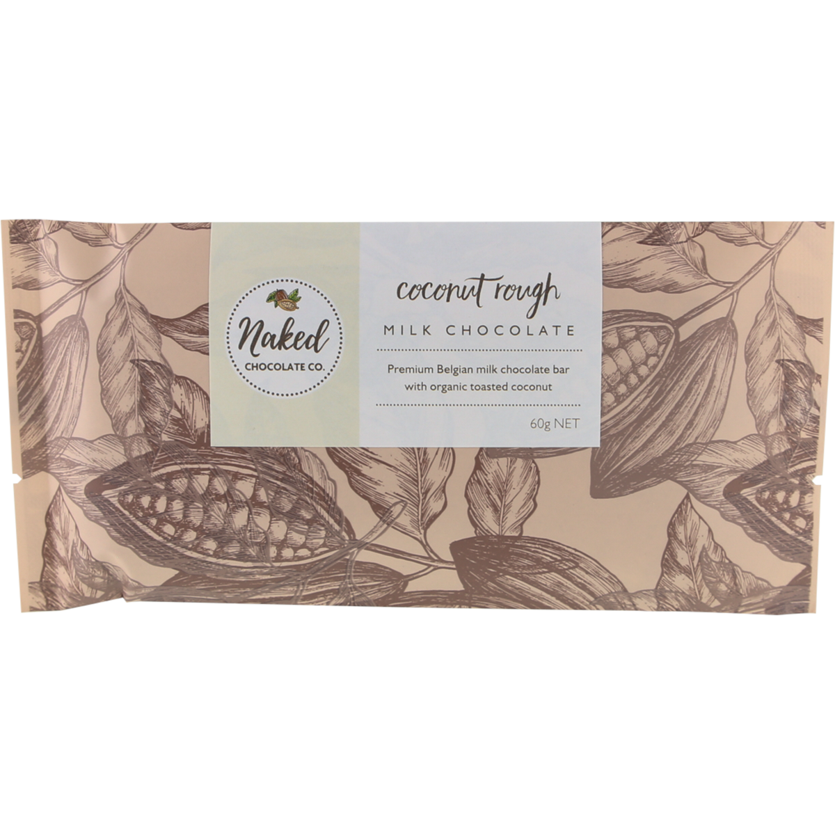 Naked Chocolate Co Milk Chocolate Bar Coconut Rough 60g x 12 Pack