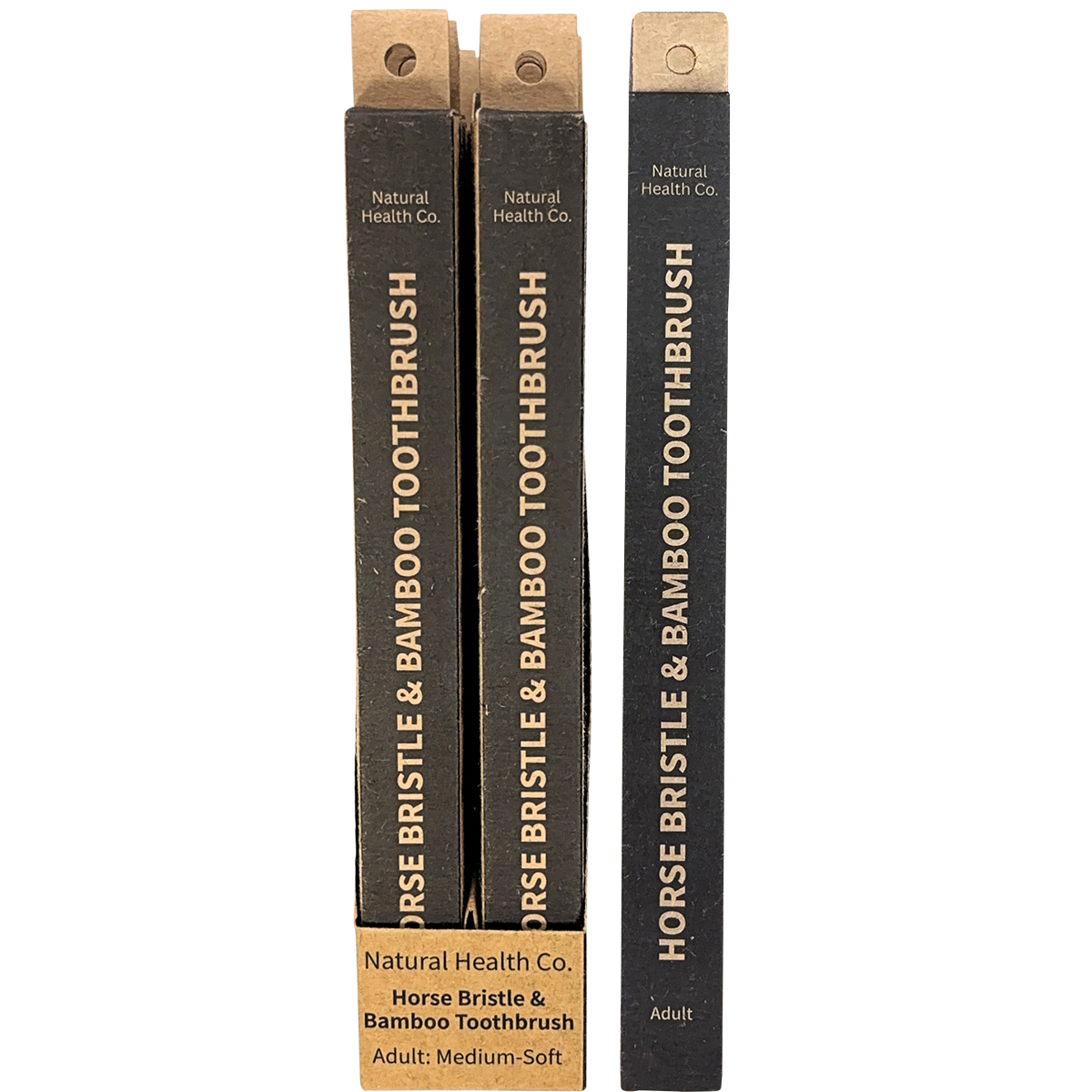 Natural Health Co Horse Bristle & Bamboo Toothbrush Adult Medium-Soft 1 Pack x 12 Pack