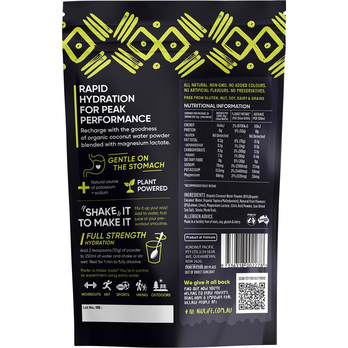 Niulife Hydrate Electrolyte Powder Lemon & Lime 200g - Cutprice Online