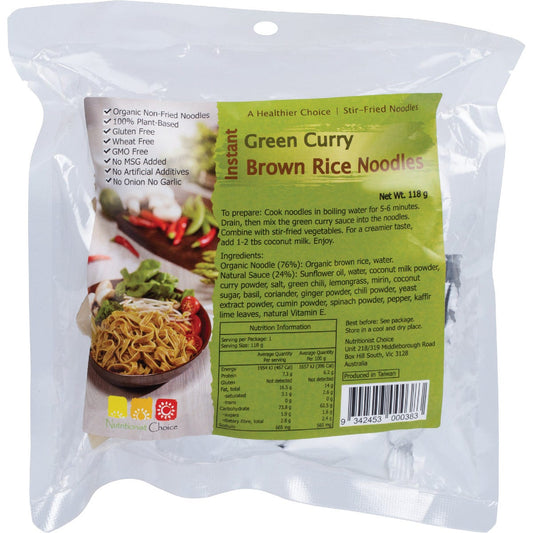 NUTRITIONIST CHOICE Instant Green Curry Brown Rice Noodle Kit 118g NUTRITIONIST CHOICE