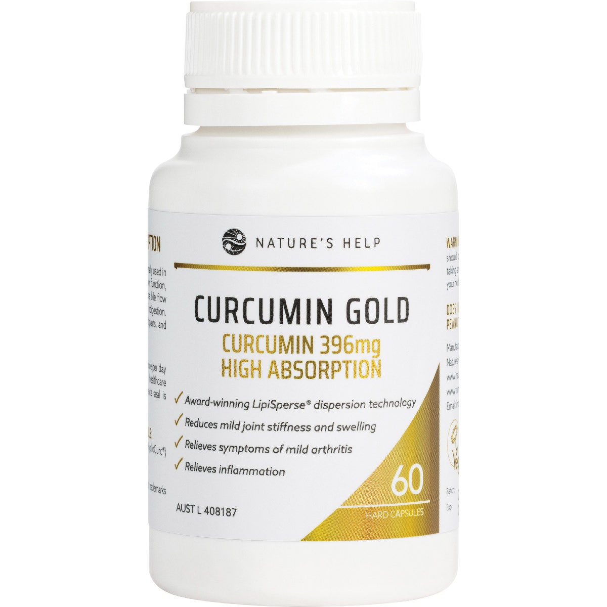 NATURE'S HELP Curcumin Gold 396mg High Absorption Capsules 60 Caps - Cutprice Online