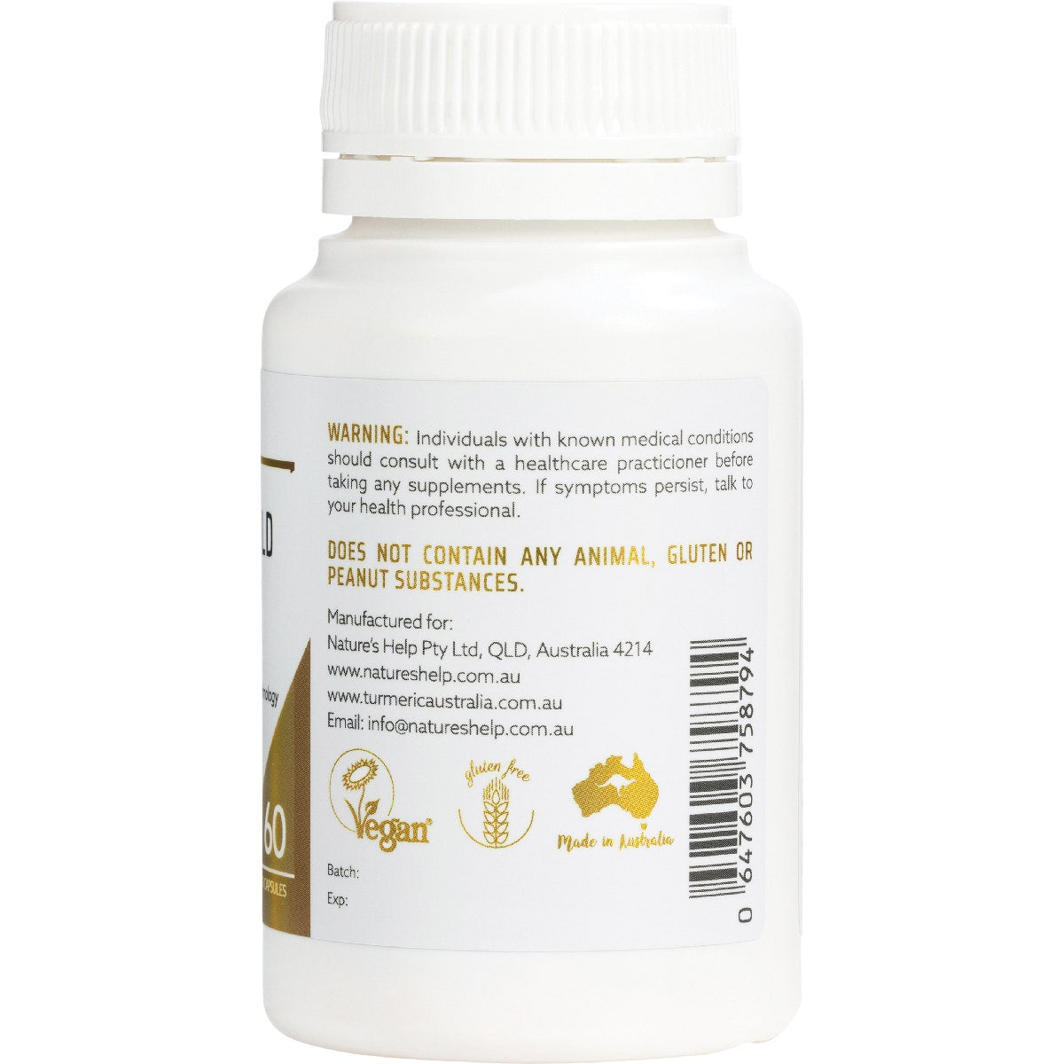 NATURE'S HELP Curcumin Gold 396mg High Absorption Capsules 60 Caps - Cutprice Online