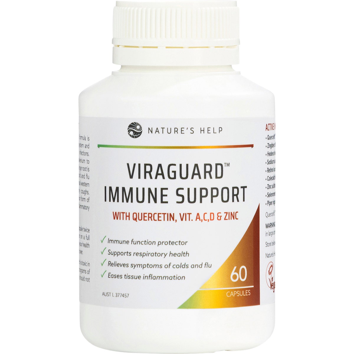 Nature's Help Viraguard Immune Support With Quercetin, Vit. A, C, D & Zinc 60 Caps - Cutprice Online