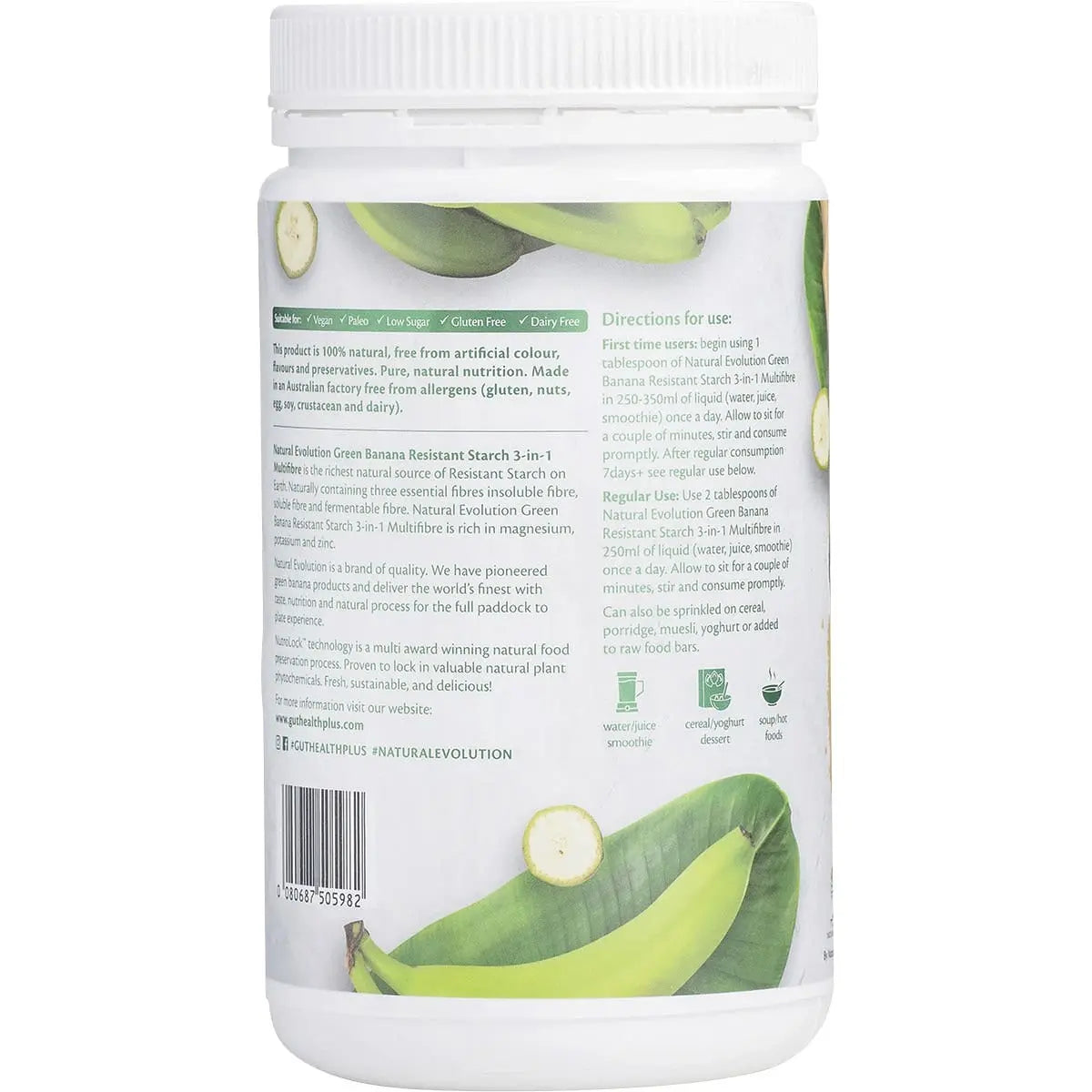 NATURAL EVOLUTION GH+ Green Banana Resistant Starch 3-in-1 Multifibre - 800g NATURAL EVOLUTION