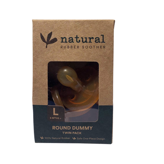 Natural Rubber Soother Round Dummy Large (6+ Months) Twin Pack - Cutprice Online