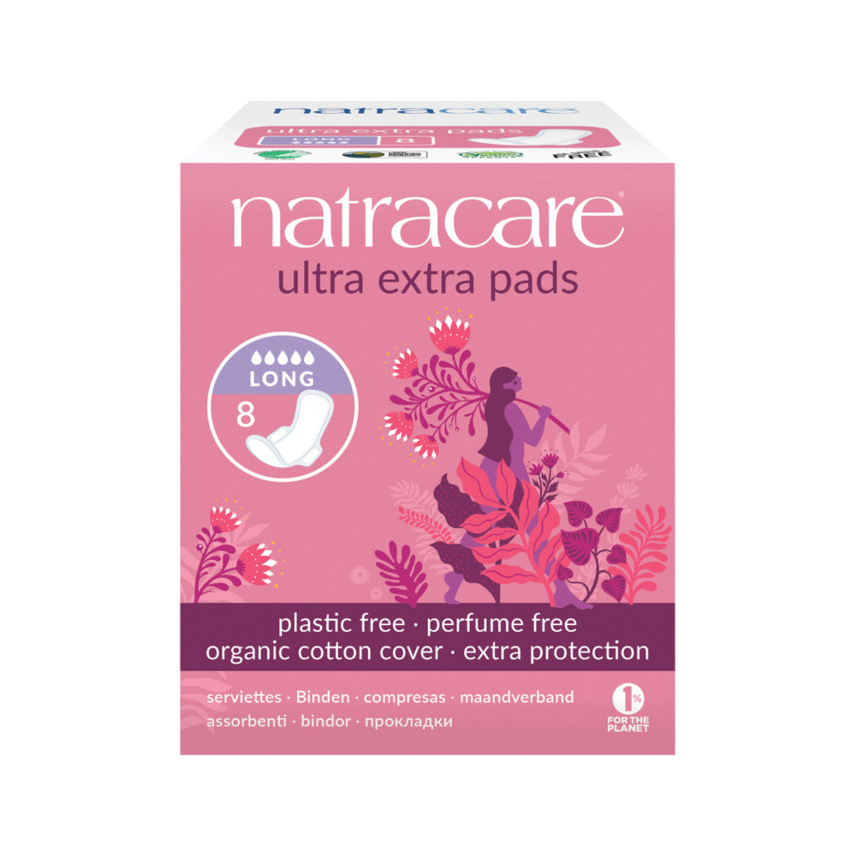 Natracare Ultra Extra Pads Long with Organic Cotton Cover x 8 Pack - Cutprice Online