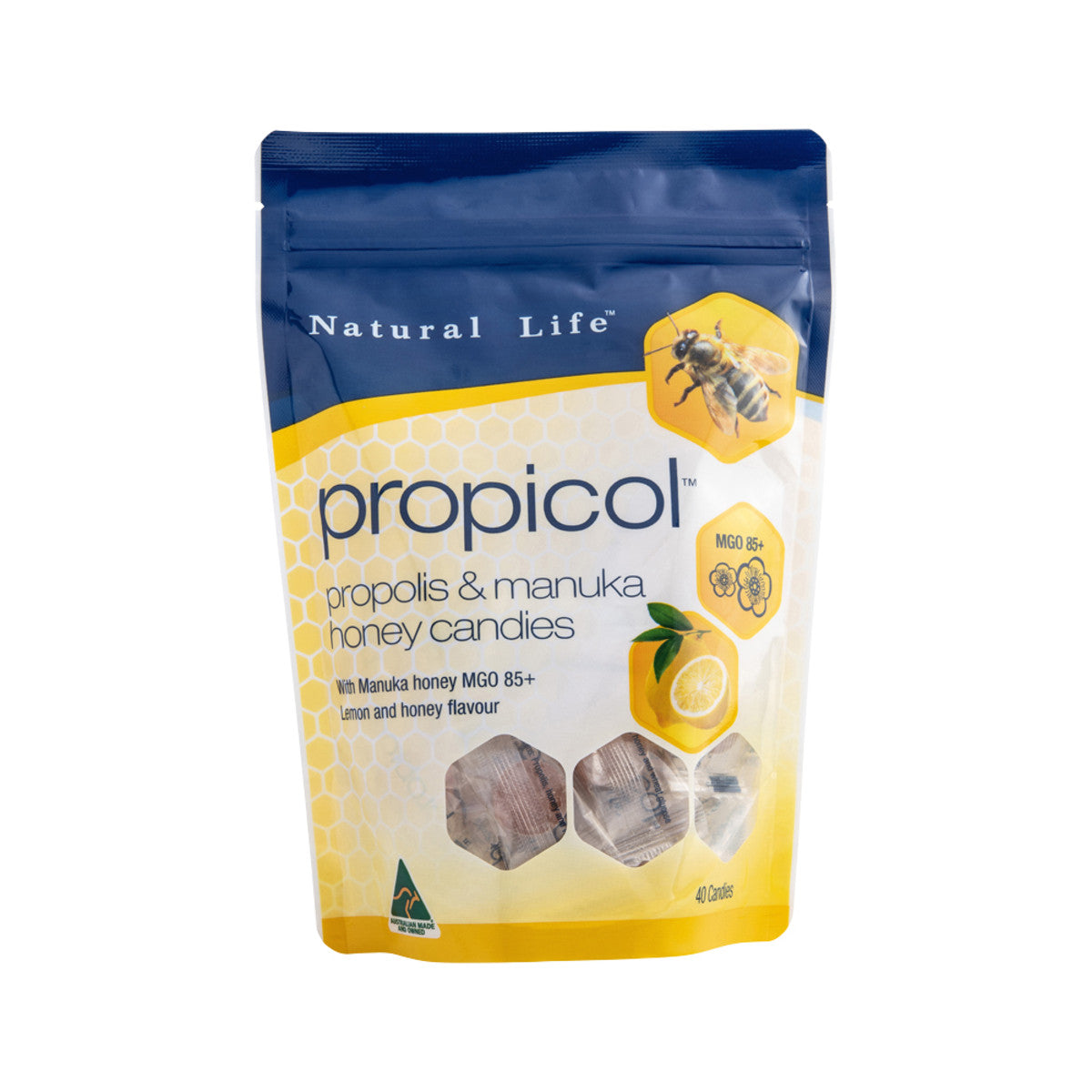 Natural Life Propicol (Propolis & Manuka Honey Candies) with manuka honey MGO 85+ Lemon and Honey x 40 Pack - Cutprice Online