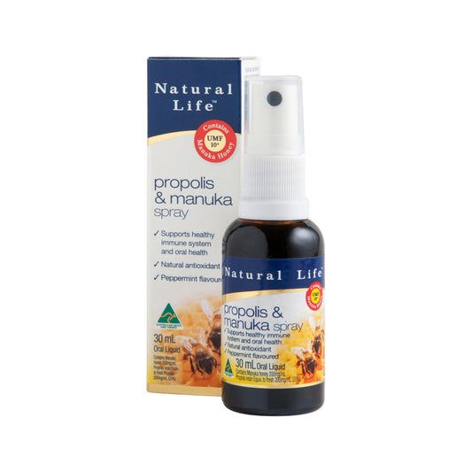 Natural Life Propolis & Manuka Honey (Peppermint) Oral Liquid Spray 30ml - Cutprice Online