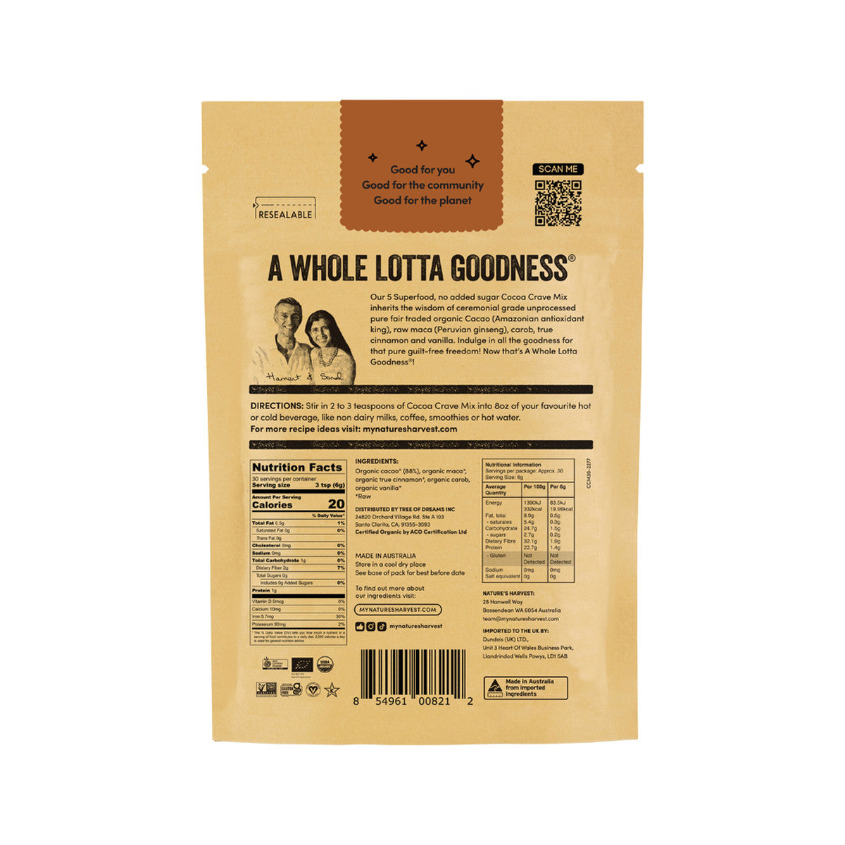 Nature's Harvest Organic Cocoa Crave Mix 180g - Cutprice Online