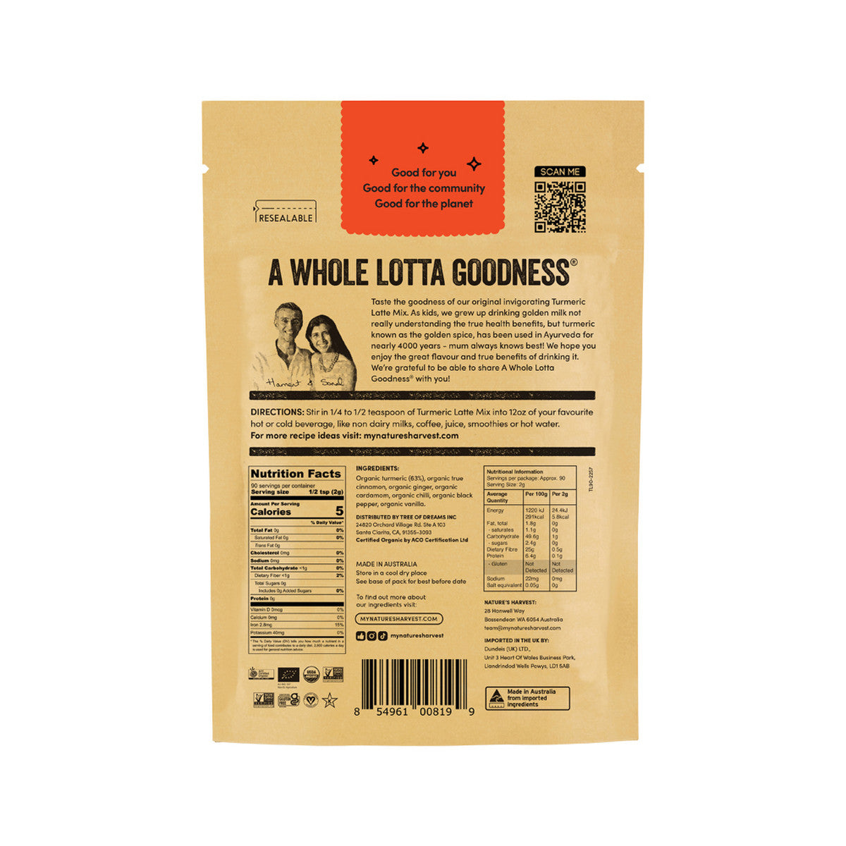 Nature's Harvest Organic Turmeric Latte Mix 180g - Cutprice Online