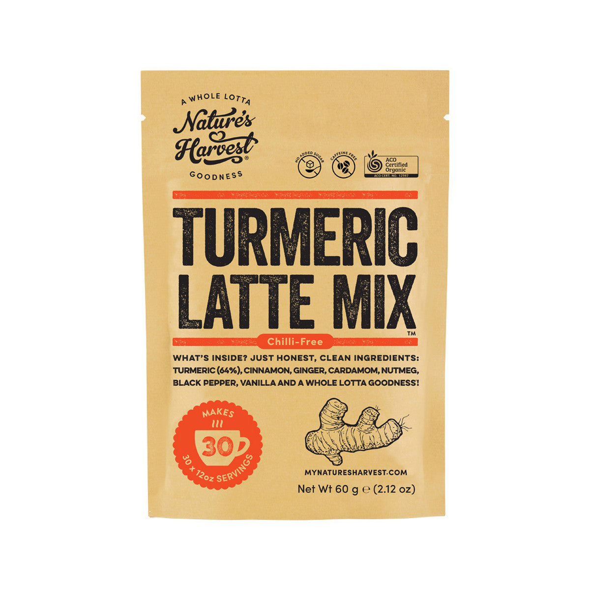 Nature's Harvest Organic Turmeric Latte Mix Chilli-Free 60g - Cutprice Online