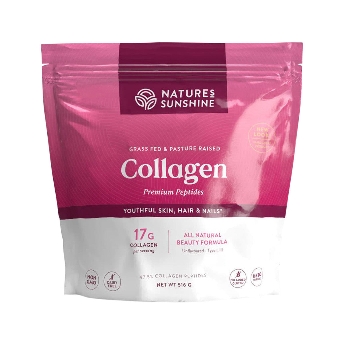 Nature's Sunshine Grass Fed & Pasture Raised Collagen Premium Peptides Unflavoured 516g - Cutprice Online