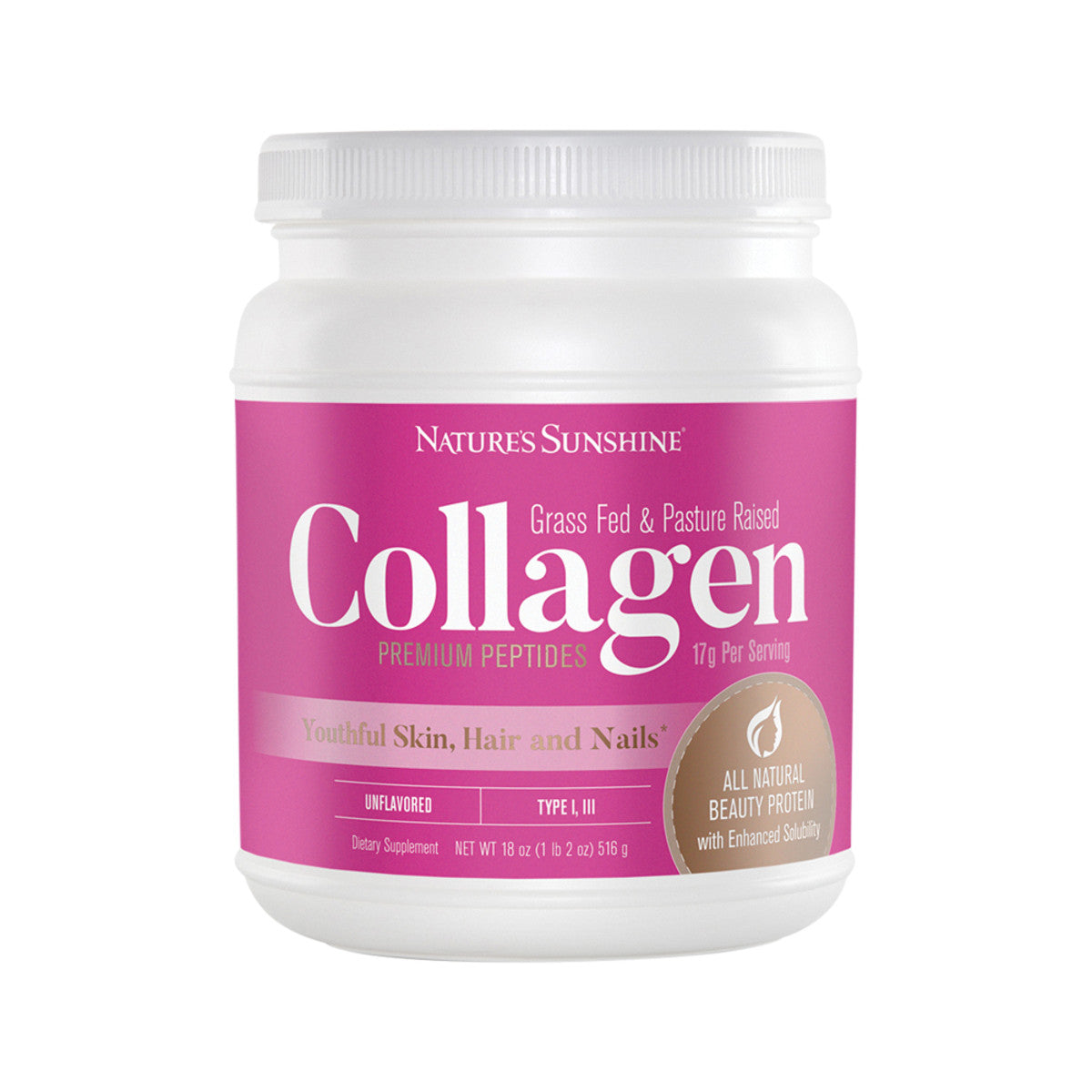 Nature's Sunshine Grass Fed & Pasture Raised Collagen Premium Peptides Unflavoured 516g - Cutprice Online