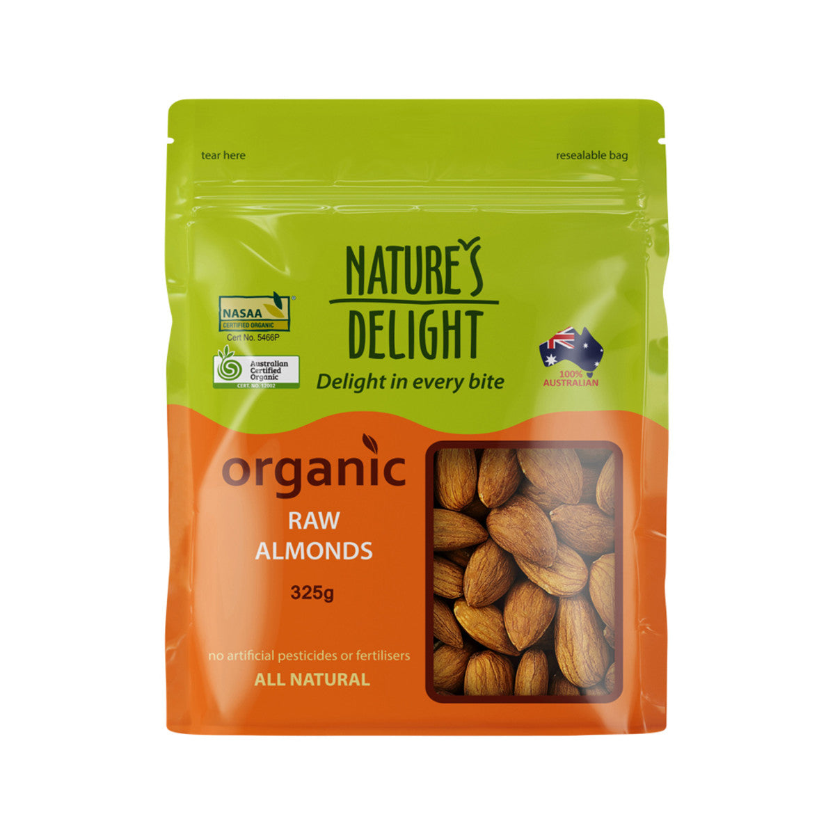 Nature's Delight Organic Raw Almonds 325g - Cutprice Online