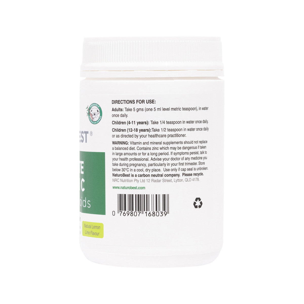 NaturoBest Ultimate Vitamin C & Bioflavonoids Lemon Lime Flavour 300g - Cutprice Online