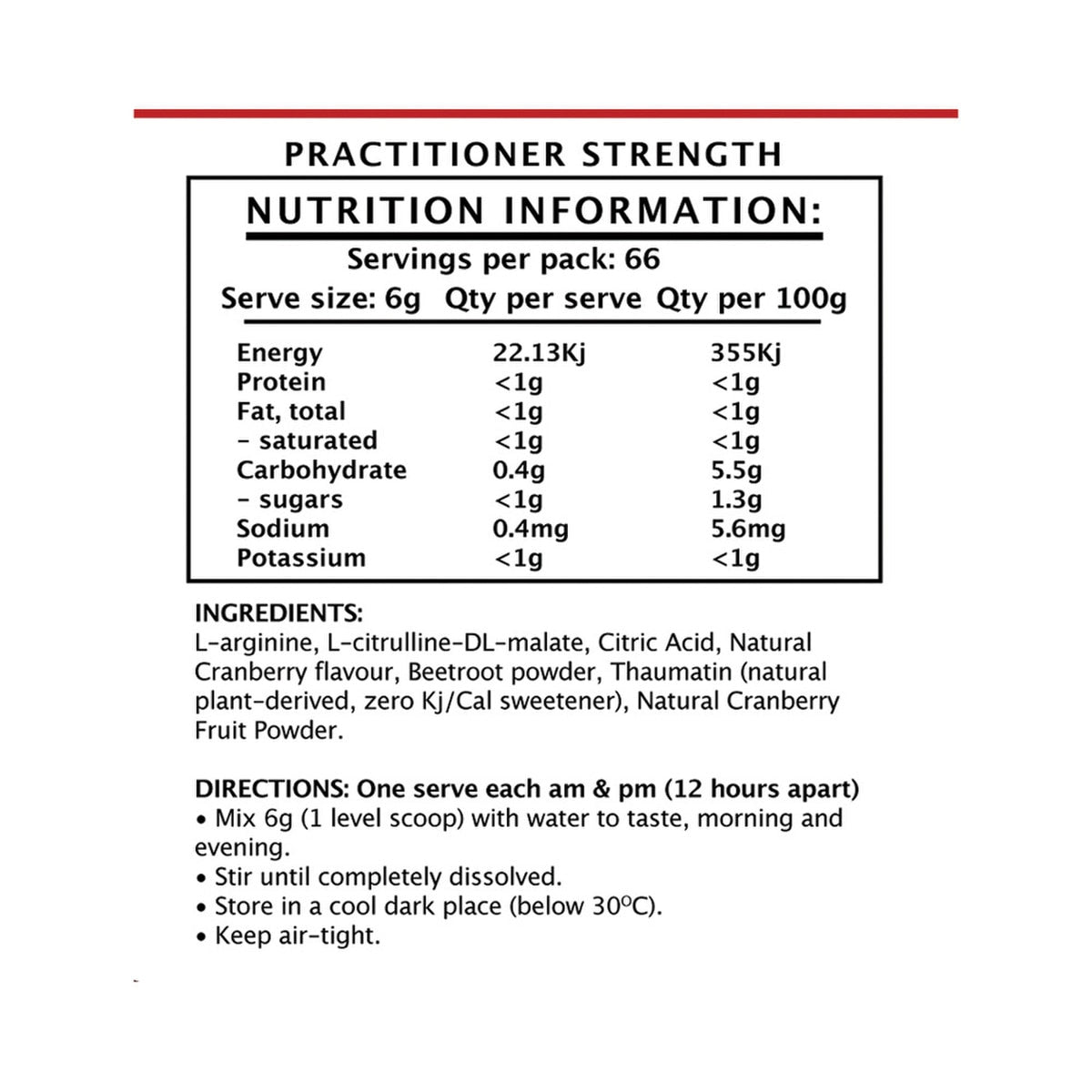 NiOx Health Nitric Oxide Infusion Cranberry 400g - Cutprice Online