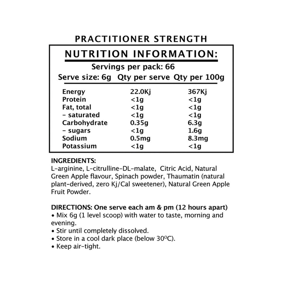 NiOx Health Nitric Oxide Infusion Green Apple 400g - Cutprice Online