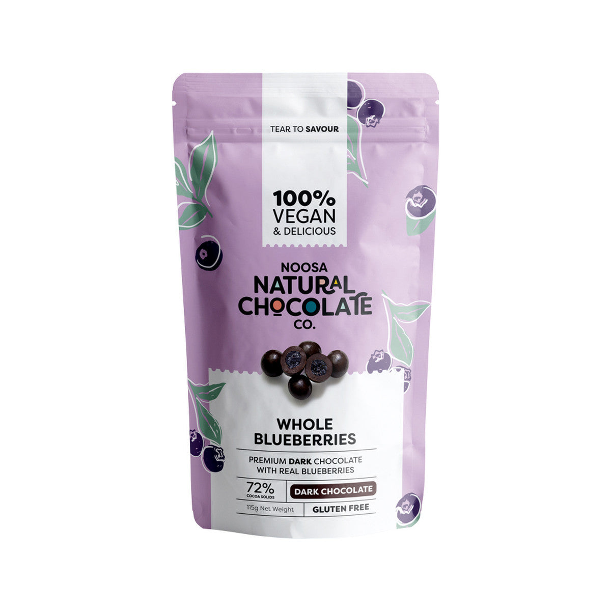 Noosa Natural Chocolate Co. Dark Chocolate Whole Blueberries 115g - Cutprice Online