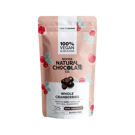 Noosa Natural Chocolate Co. Dark Chocolate Whole Cranberries 125g - Cutprice Online