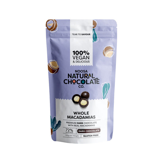 Noosa Natural Chocolate Co. Dark Chocolate Whole Macadamias 100g - Cutprice Online