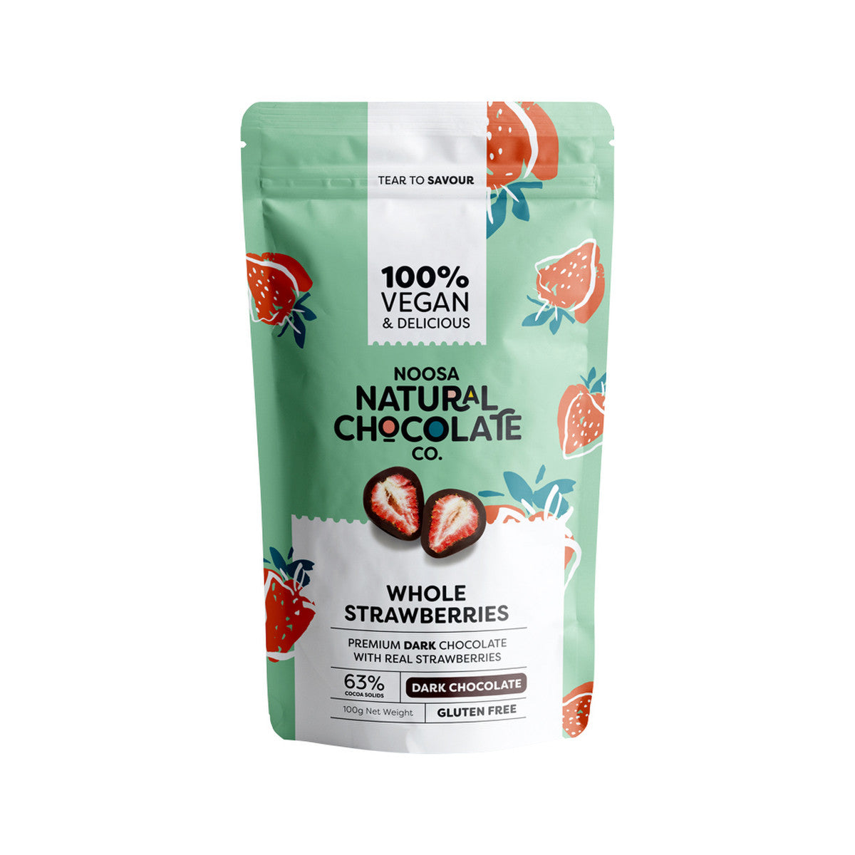 Noosa Natural Chocolate Co. Dark Chocolate Whole Strawberries 100g - Cutprice Online