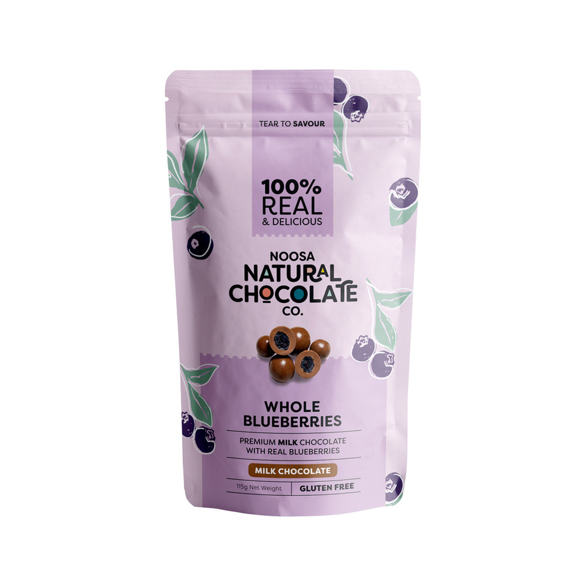 Noosa Natural Chocolate Co. Milk Chocolate Whole Blueberries 115g - Cutprice Online