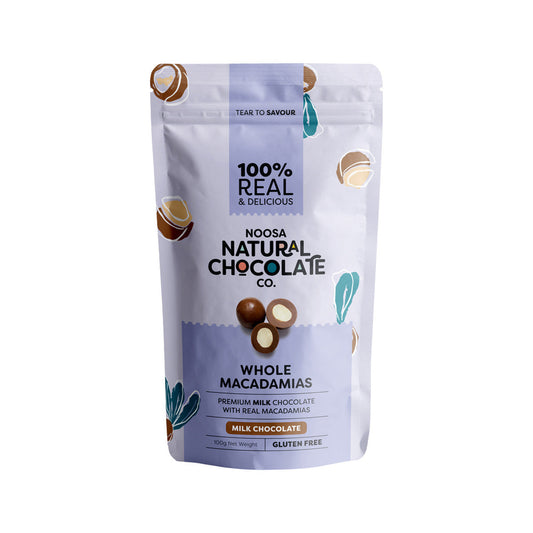 Noosa Natural Chocolate Co. Milk Chocolate Whole Macadamias 100g - Cutprice Online