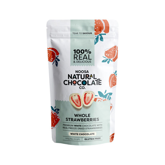 Noosa Natural Chocolate Co. White Chocolate Whole Strawberries 100g - Cutprice Online