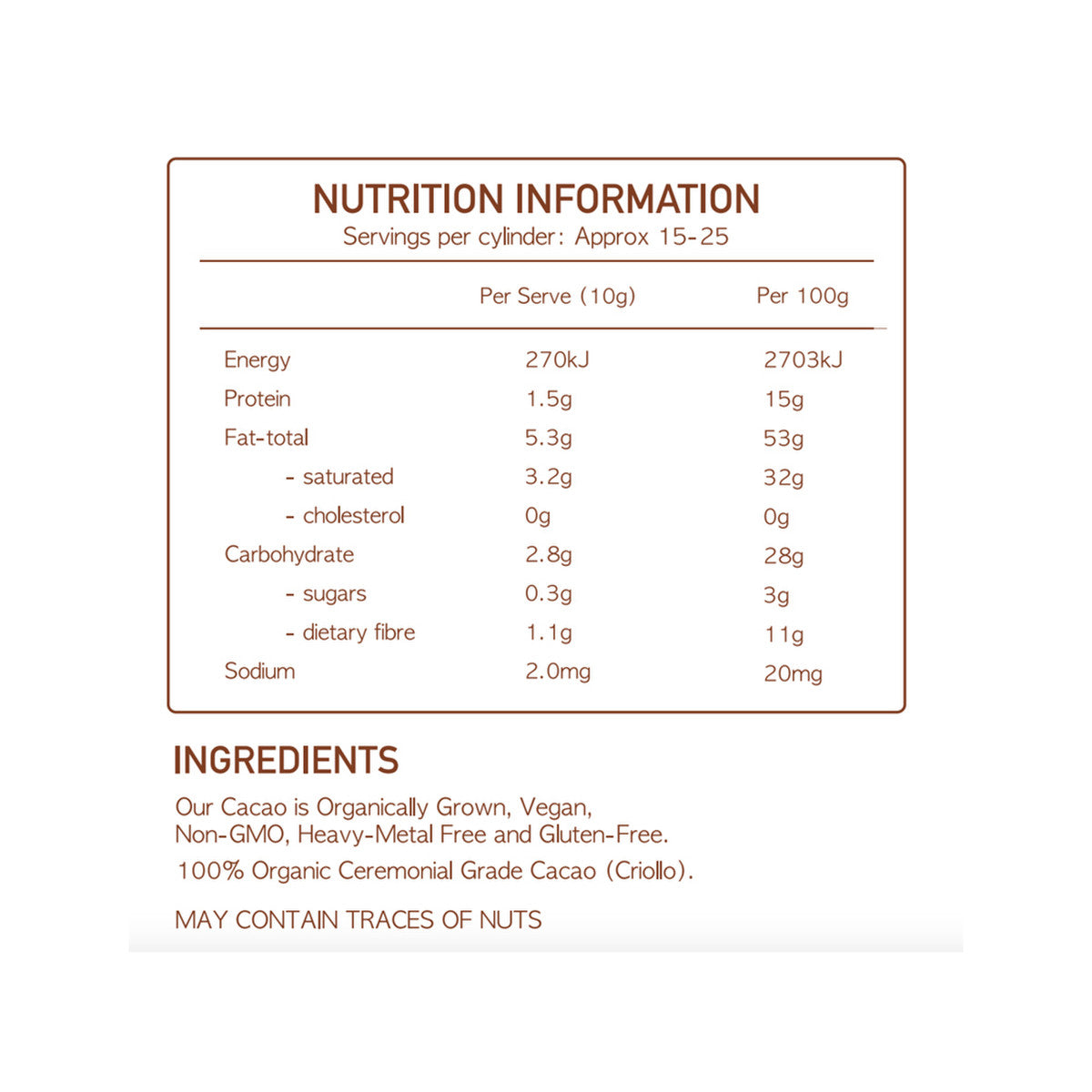 Nourish Hub Ceremonial Grade Cacao 250g - Cutprice Online