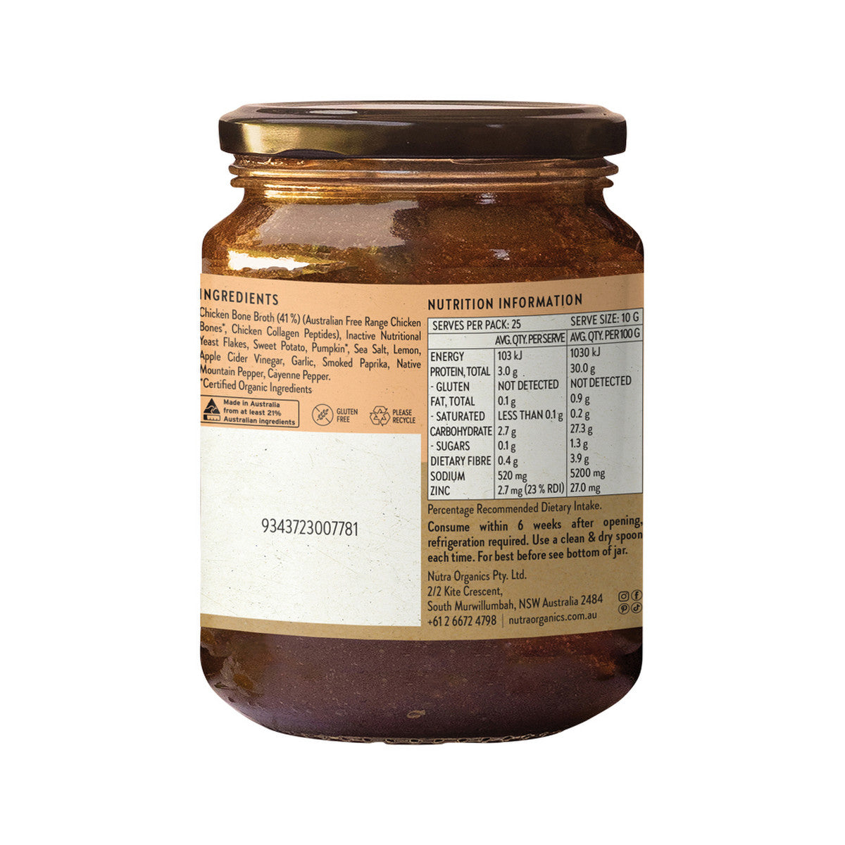 Nutra Organics Bone Broth Chicken Concentrate Lemon & Paprika 250g - Cutprice Online