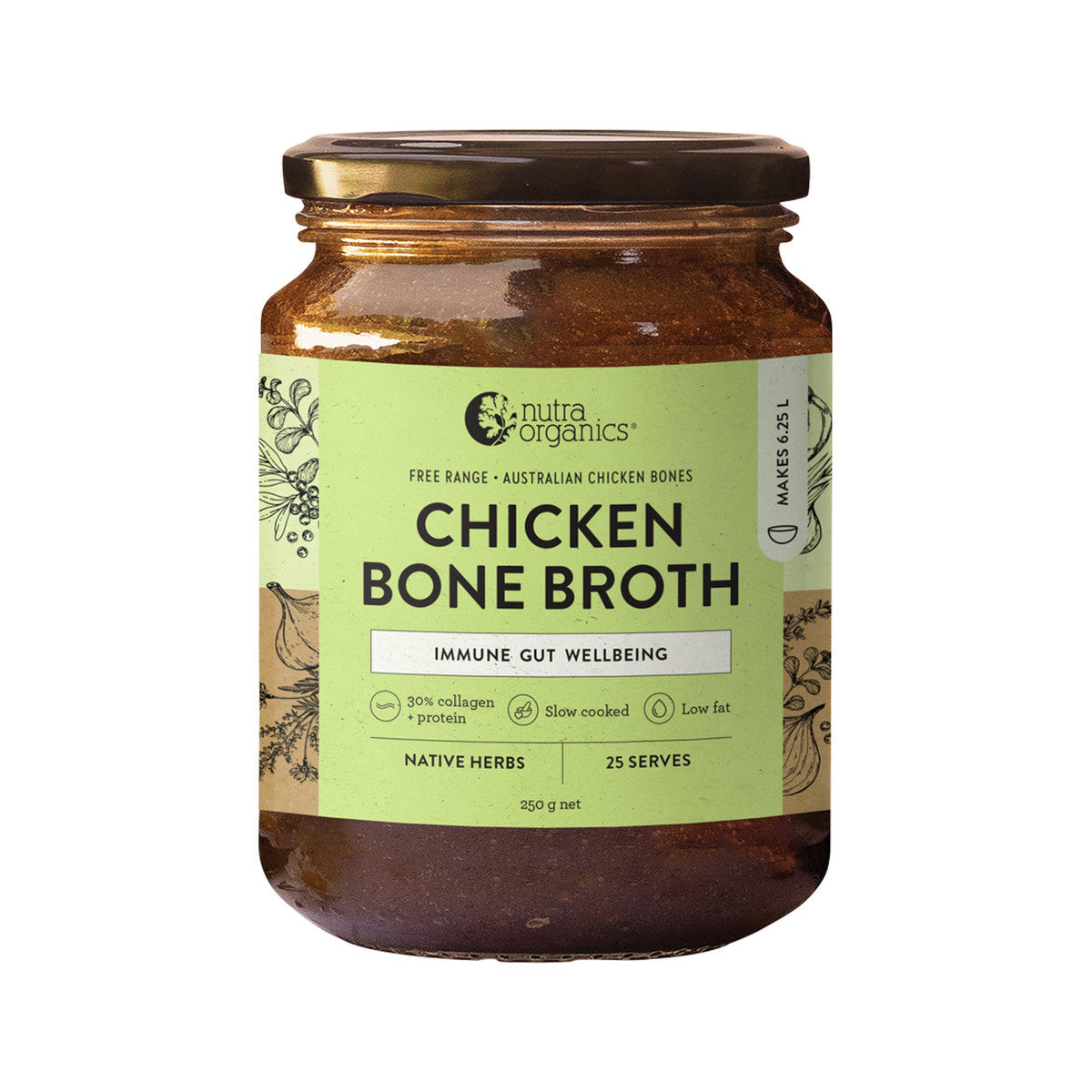 Nutra Organics Bone Broth Chicken Concentrate Native Herbs 250g - Cutprice Online