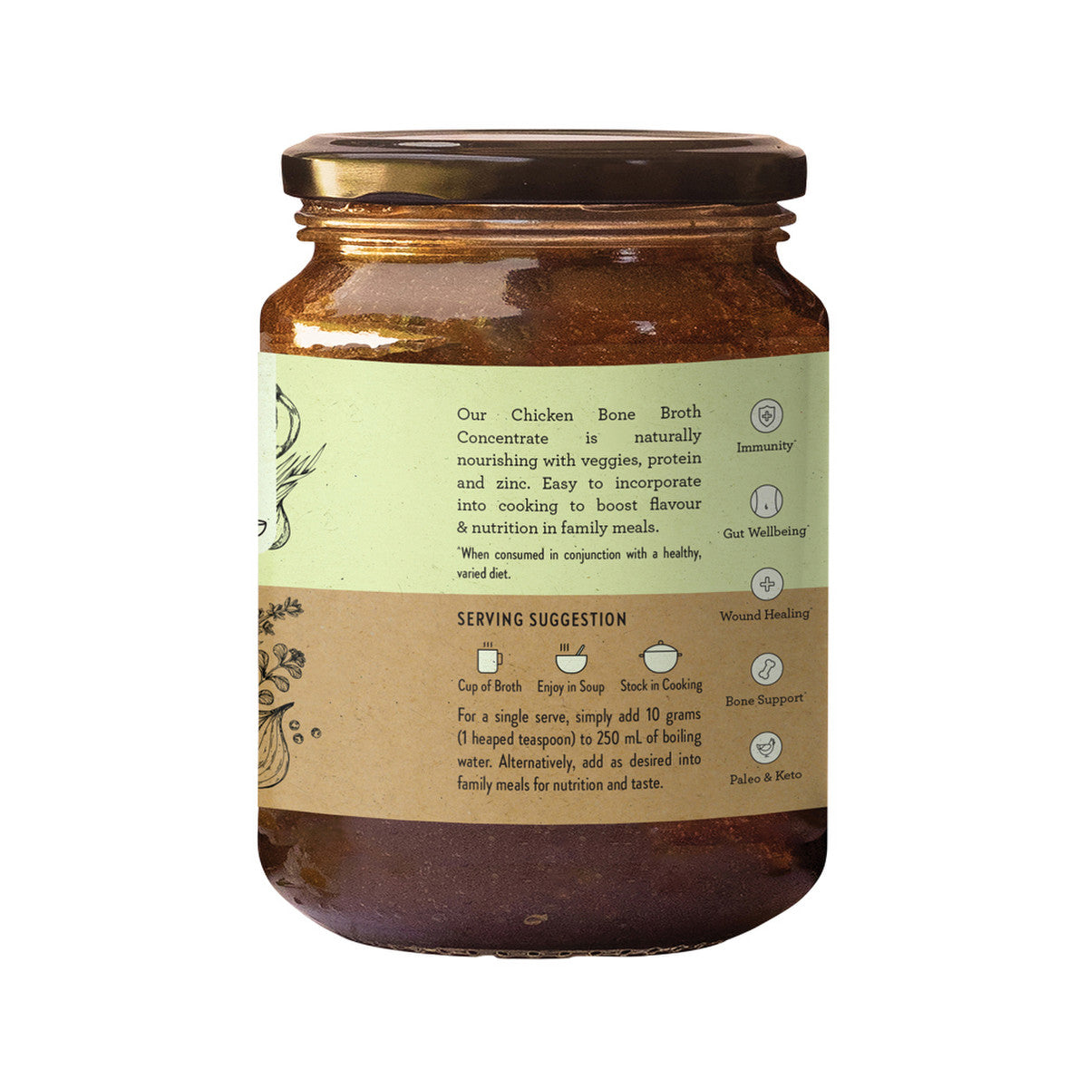 Nutra Organics Bone Broth Chicken Concentrate Native Herbs 250g - Cutprice Online