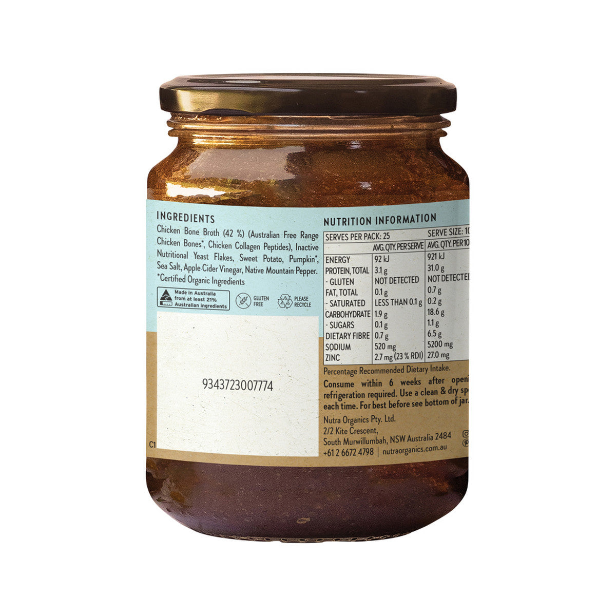 Nutra Organics Bone Broth Chicken Concentrate Natural 250g - Cutprice Online
