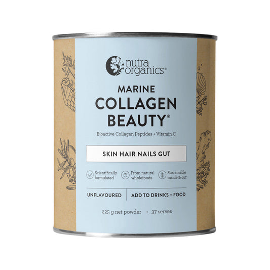 Nutra Organics Marine Collagen Beauty with Bioactive Collagen Peptides + Vitamin C Unflavoured 225g - Cutprice Online