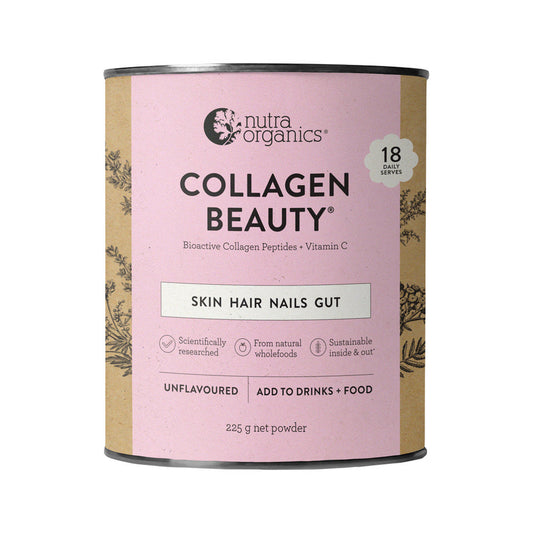 Nutra Organics Collagen Beauty Bioactive Collagen Peptides + Vitamin C Unflavoured 225g - Cutprice Online