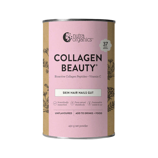 Nutra Organics Collagen Beauty Bioactive Collagen Peptides + Vitamin C Unflavoured 450g - Cutprice Online