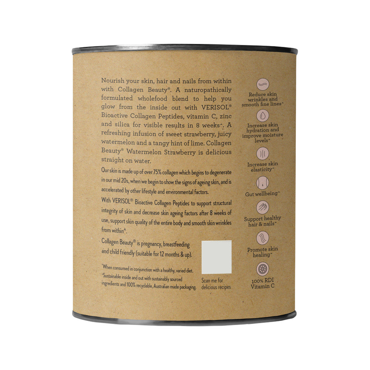 Nutra Organics Collagen Beauty Bioactive Collagen Peptides + Vitamin C Watermelon Strawberry 225g - Cutprice Online