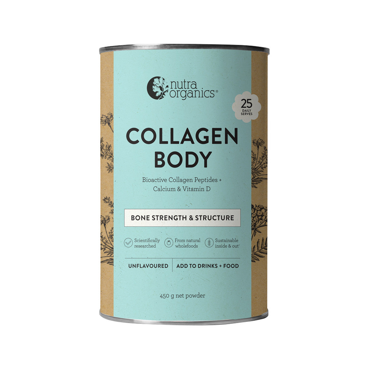 Nutra Organics Collagen Body with Bioactive Collagen Peptides + Calcium & Vitamin D Unflavoured 450g - Cutprice Online