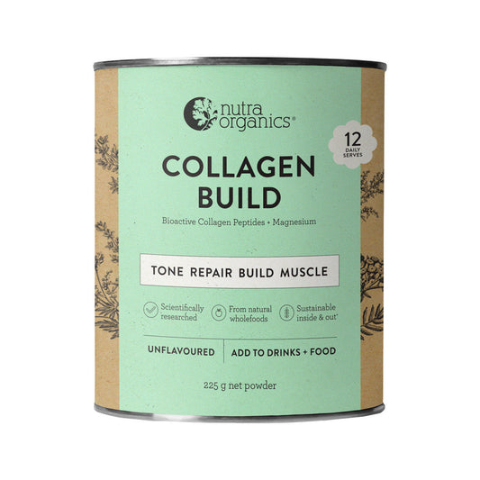 Nutra Organics Collagen Build with Bioactive Collagen Peptides + Magnesium Unflavoured 225g - Cutprice Online