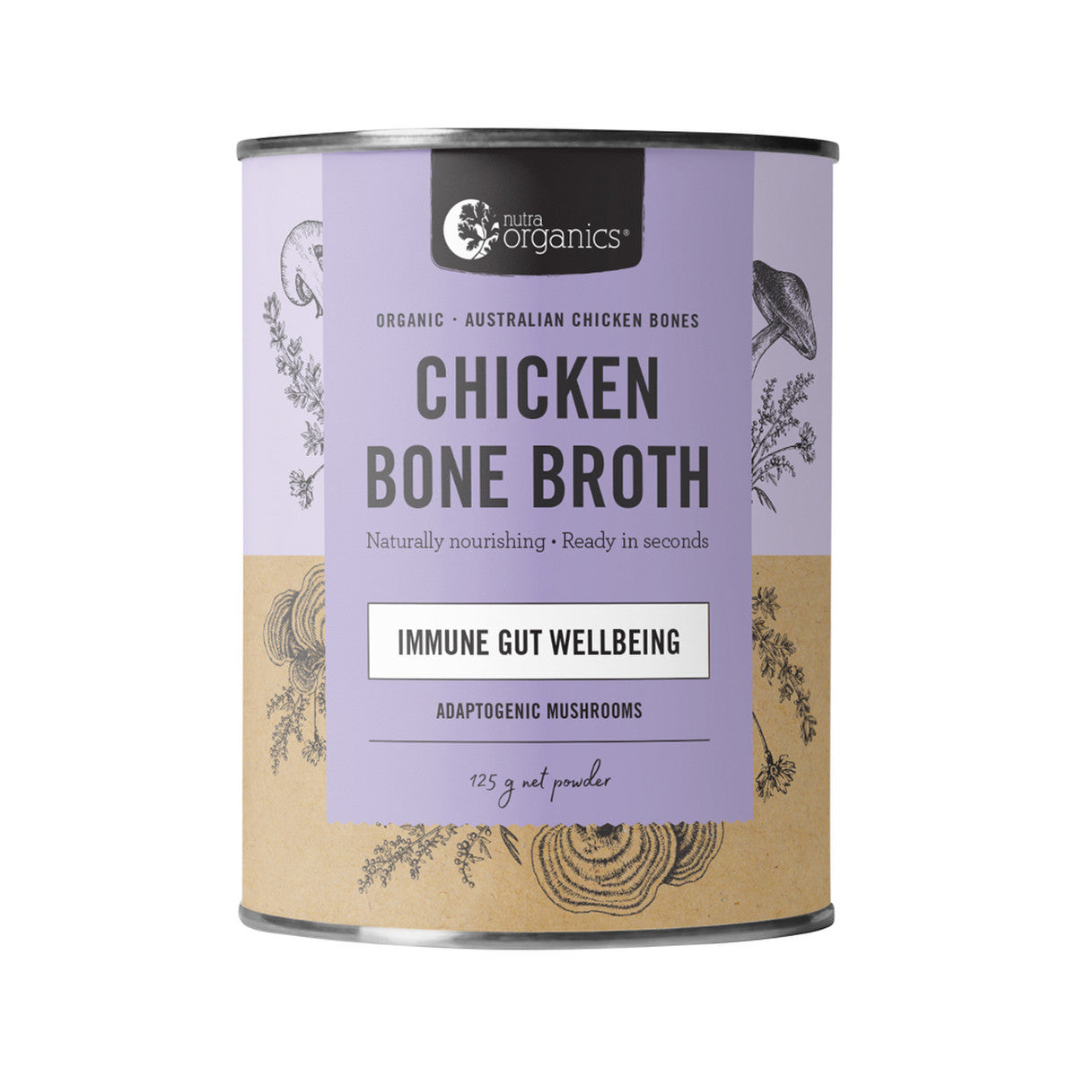 Nutra Organics Organic Bone Broth Chicken Adaptogenic Mushrooms 125g - Cutprice Online