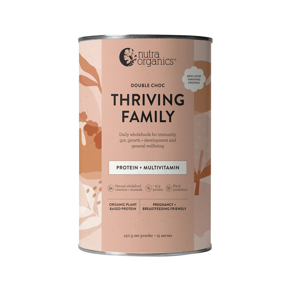Nutra Organics Organic Thriving Family Protein (Protein + Multivitamin) Double Choc 450g - Cutprice Online