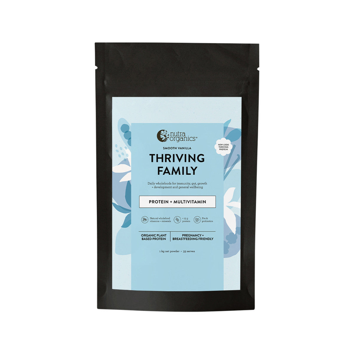 Nutra Organics Organic Thriving Family Protein (Protein + Multivitamin) Smooth Vanilla 1kg - Cutprice Online