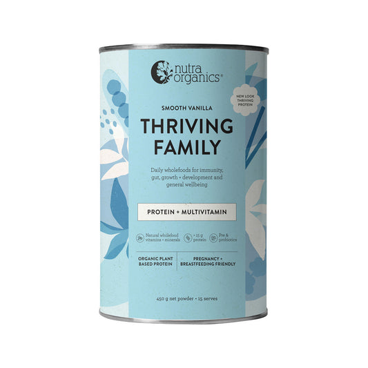 Nutra Organics Organic Thriving Family Protein (Protein + Multivitamin) Smooth Vanilla 450g - Cutprice Online
