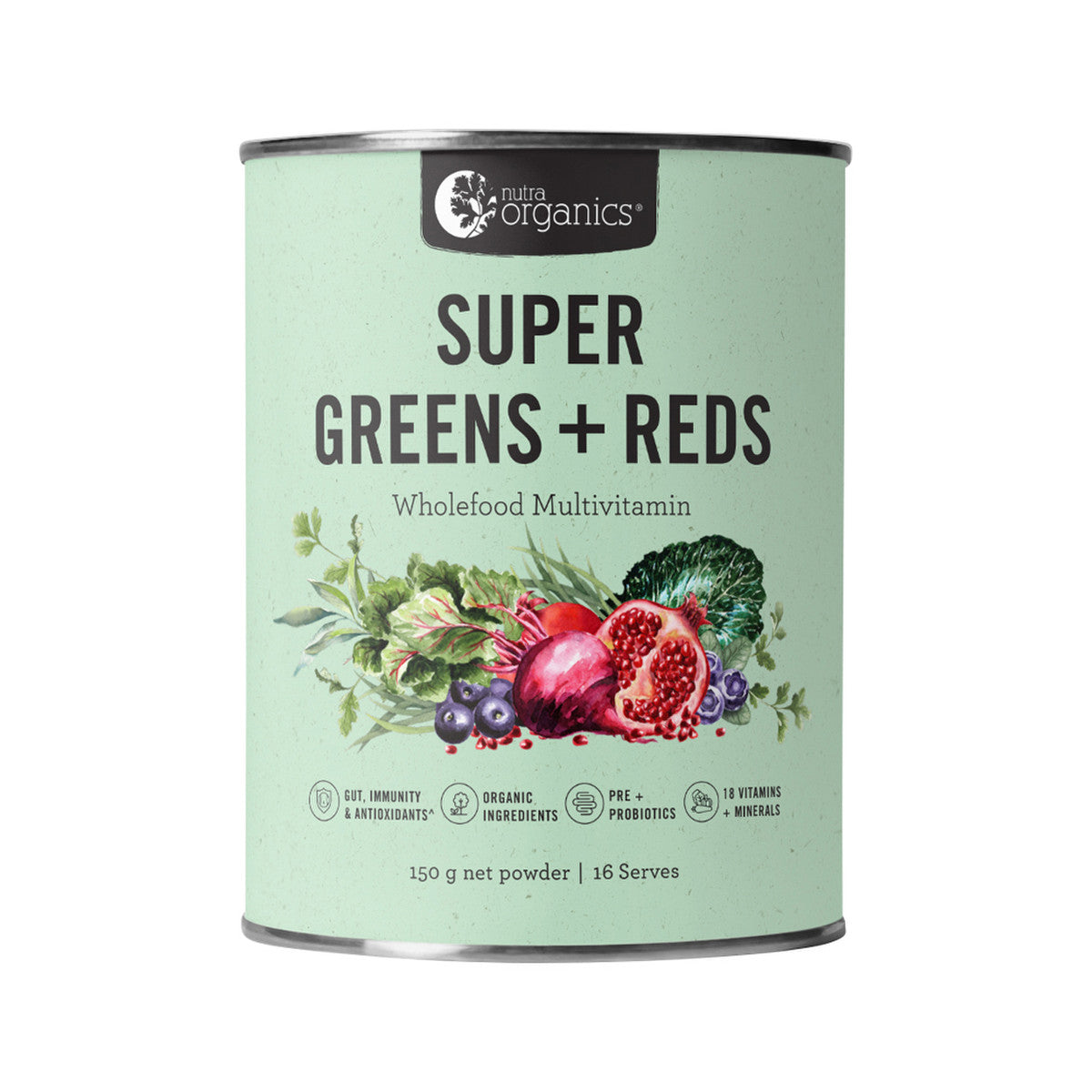 Nutra Organics Organic Super Greens + Reds (Wholefood Multivitamin) 150g - Cutprice Online