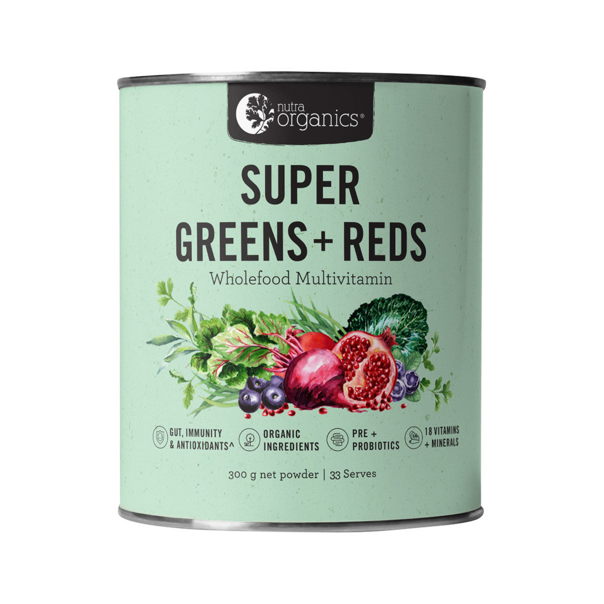 Nutra Organics Organic Super Greens + Reds (Wholefood Multivitamin) 300g - Cutprice Online