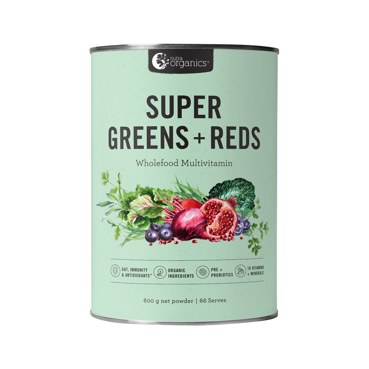 Nutra Organics Organic Super Greens + Reds (Wholefood Multivitamin) 600g - Cutprice Online