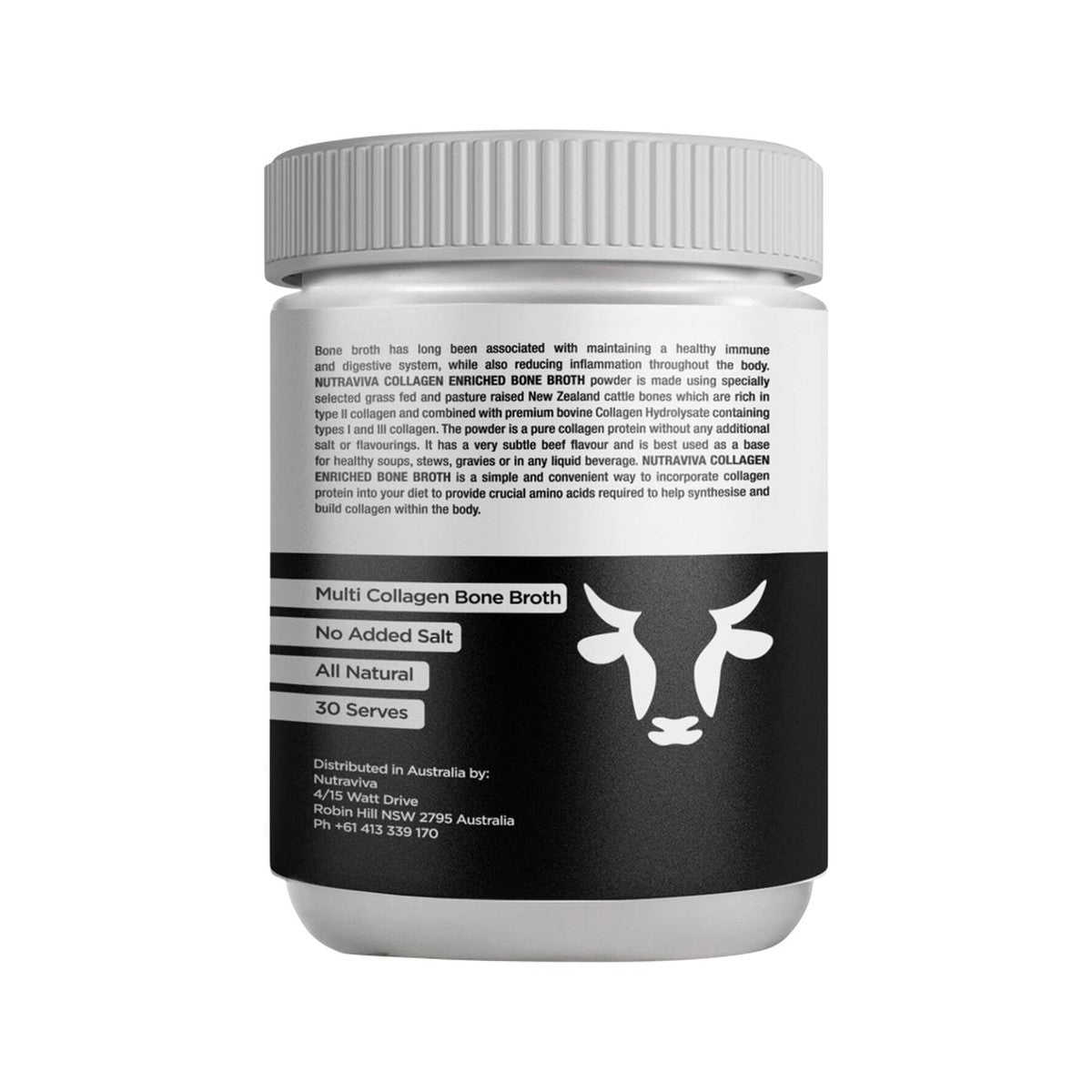 Nutraviva (NesProteins) Bone Broth Collagen Enriched (Beef) Pure & Unflavoured 300g - Cutprice Online